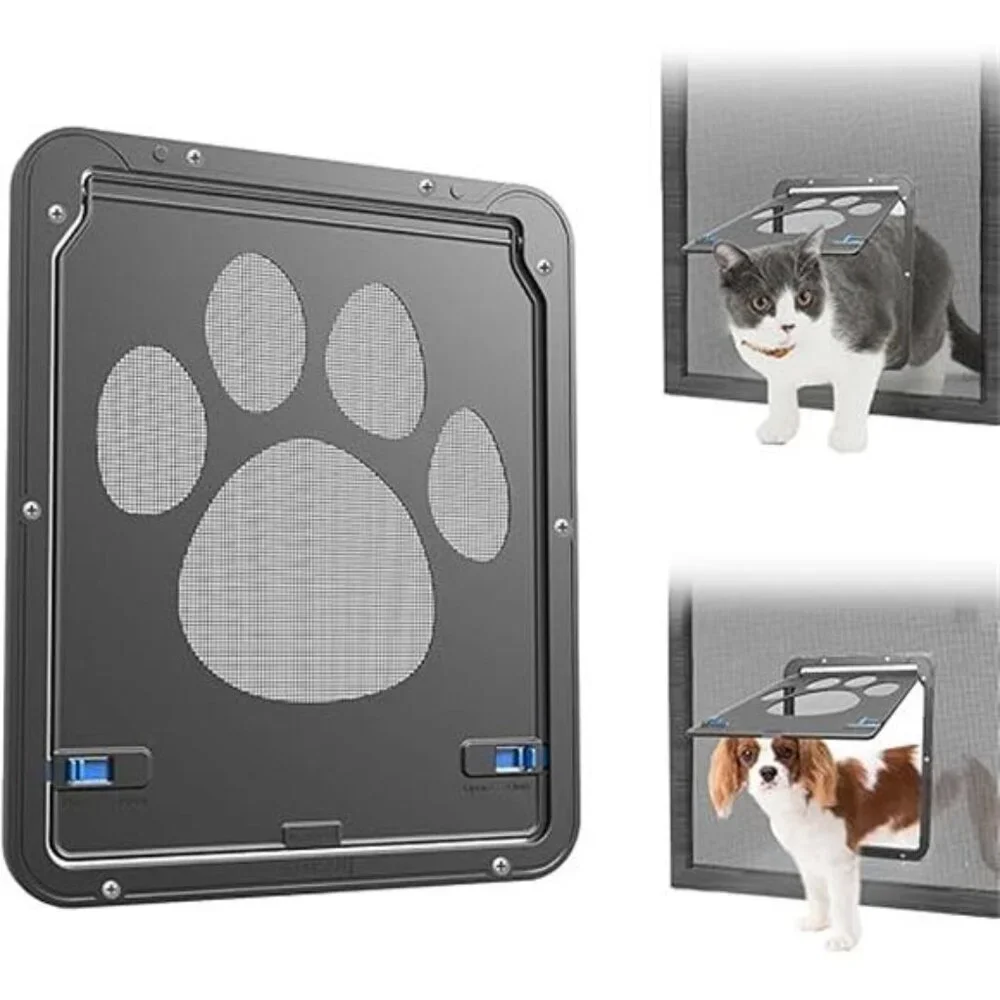 Cat Door for Screen Door, Flap Opening 8 x 10 inches, Cat Door for Window Screen